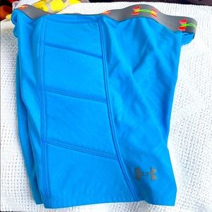 Under Armour turquoise shorts, tights